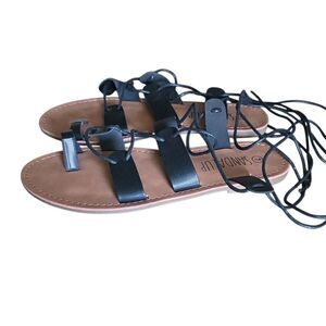 Sandalup Women's Size 7 Black Tan Lace Up Gladiator Sandals